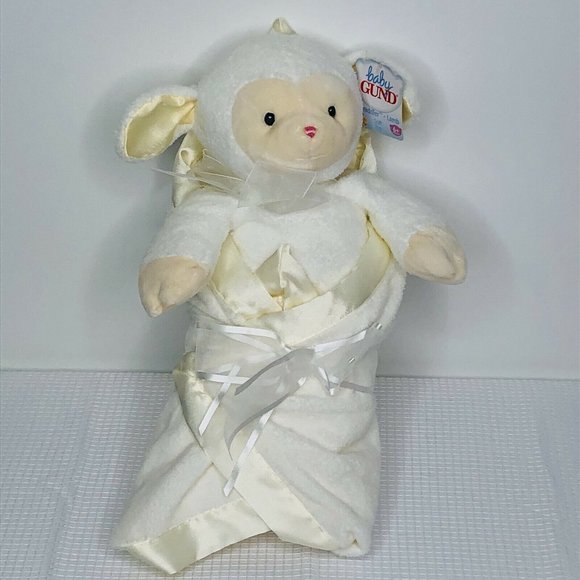 Baby Gund Swaddler Lamb Soft Toy With Satin Edge